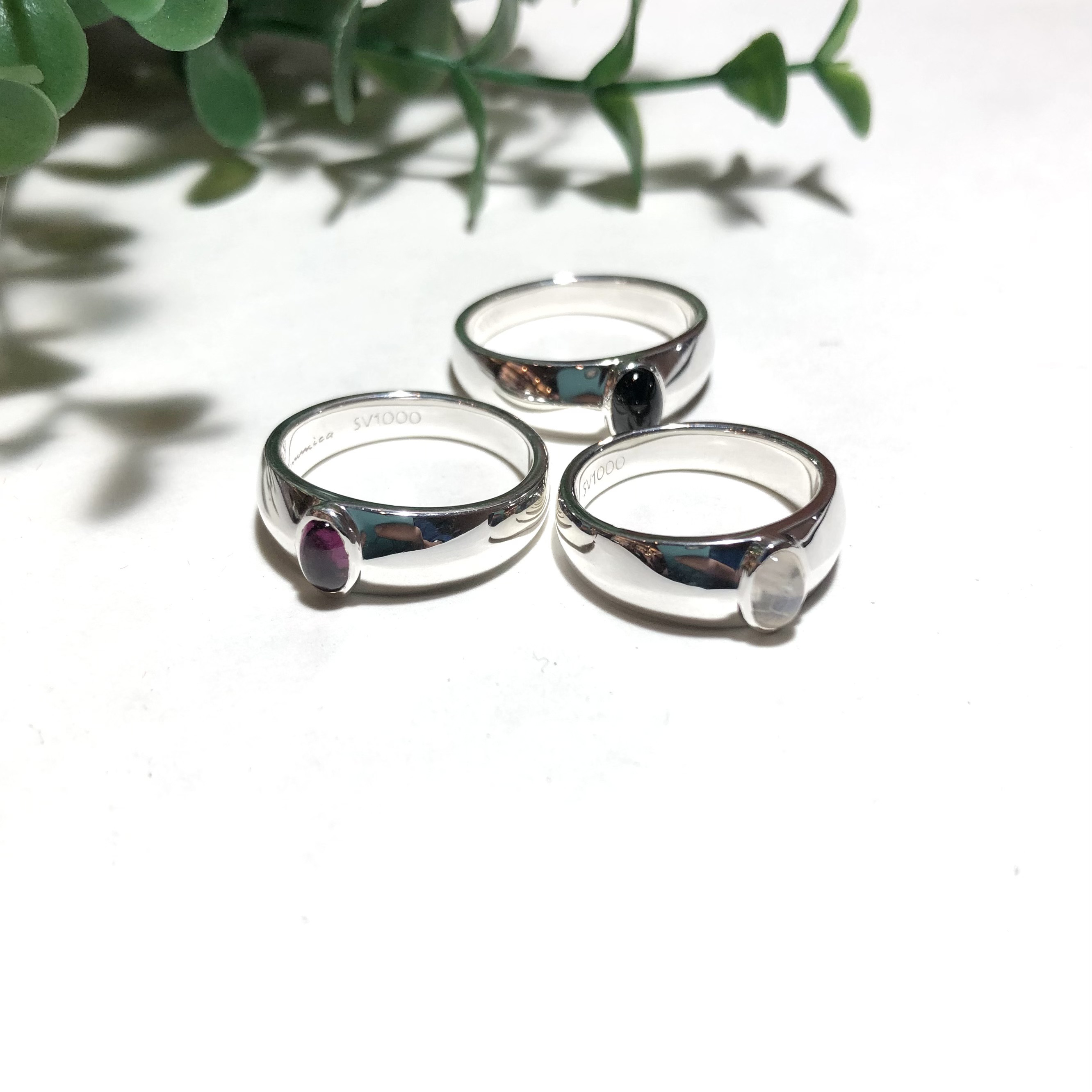 純銀製＊ブラックスターシンプルオーバルリング