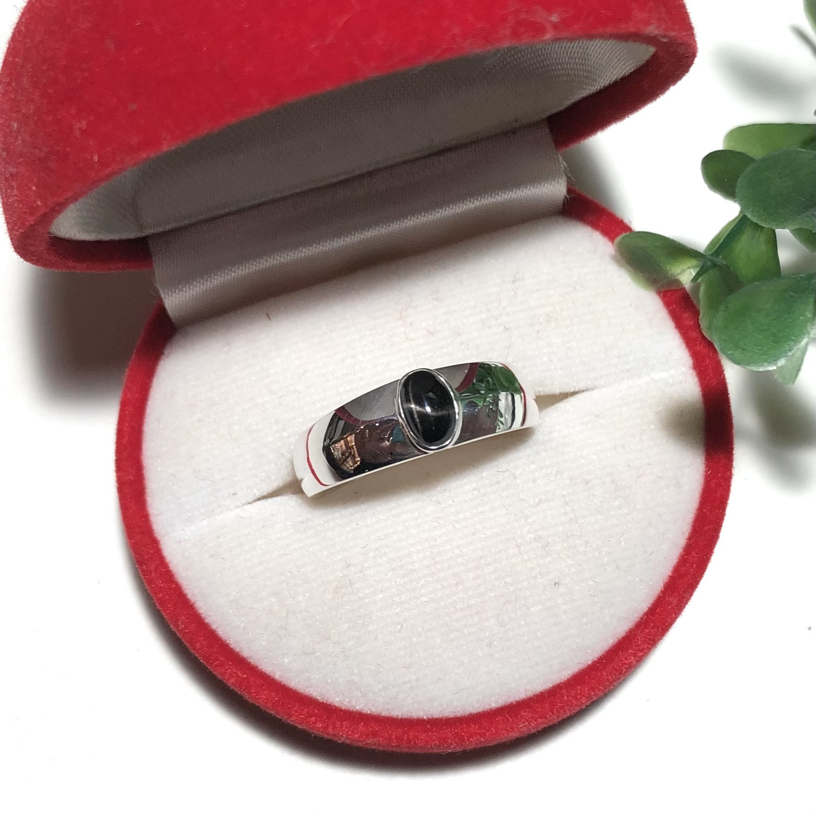 純銀製＊ブラックスターシンプルオーバルリング