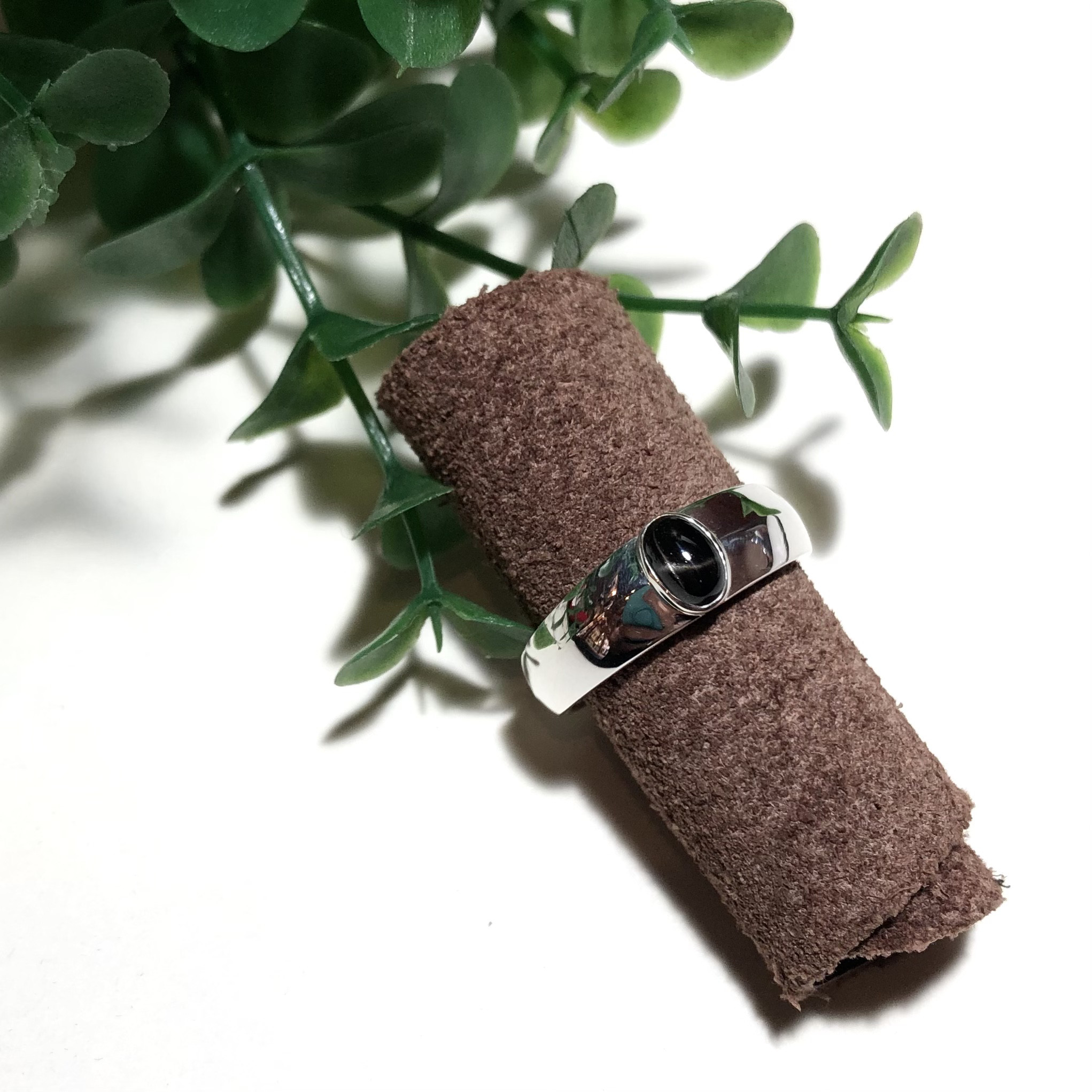 純銀製＊ブラックスターシンプルオーバルリング