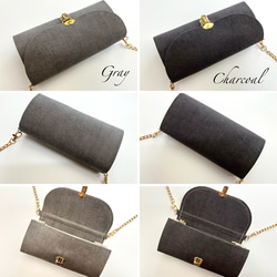 ヴィンテージテイストの軽やかショルダーバッグ　高密度綿麻ウェザークロス　グレー系　ポシェット　ミニショルダー 6枚目の画像