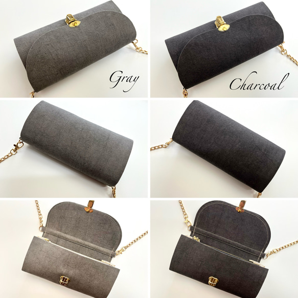 ヴィンテージテイストの軽やかショルダーバッグ　高密度綿麻ウェザークロス　グレー系　ポシェット　ミニショルダー 6枚目の画像