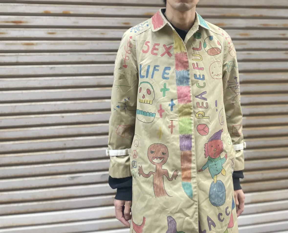 古着　ヴィンテージ　vintage コート　ステンカラーコート　リメイク　リメイクコート　カラフル　派手　個性派