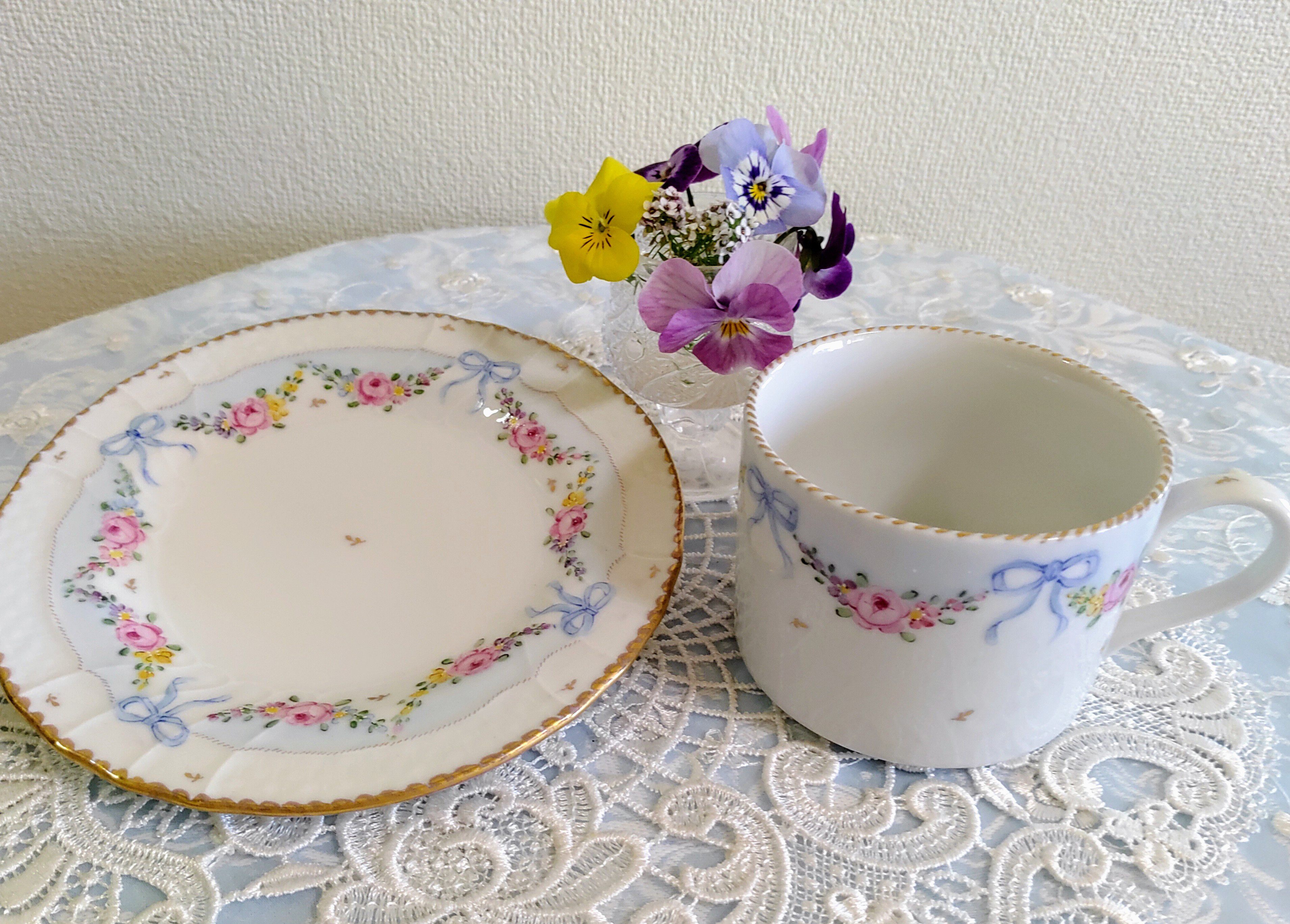 カップ➕️16cm皿（ミニ花スカラップ/ブルー）