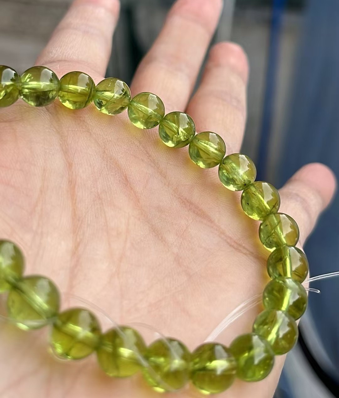 天然無処理　ペリドット　ブレスレット　7.8mm