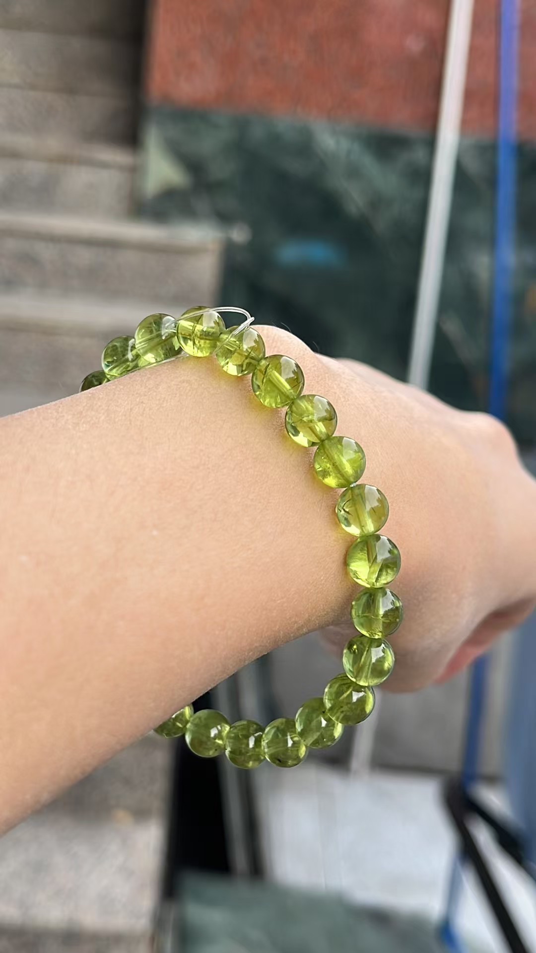 天然無処理　ペリドット　ブレスレット　7.8mm