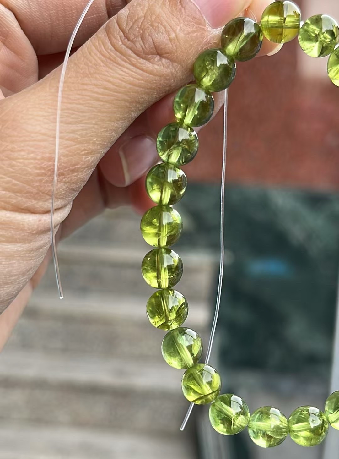 天然無処理　ペリドット　ブレスレット　7.8mm