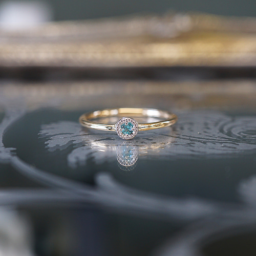 PT950×K10YG 2．0mm パライバトルマリン リング 指輪・リング