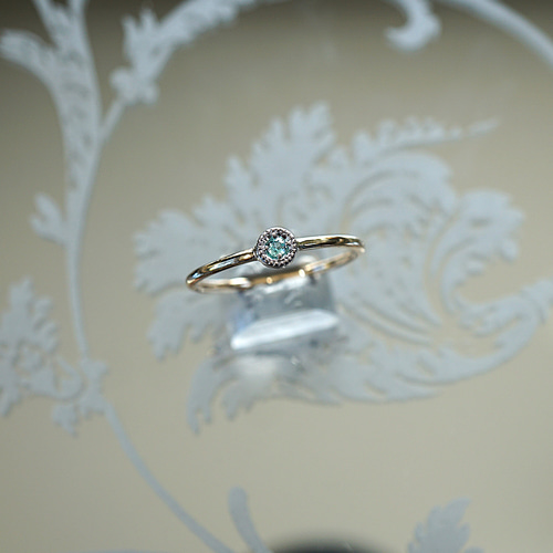 PT950×K10YG 2．0mm パライバトルマリン リング 指輪・リング