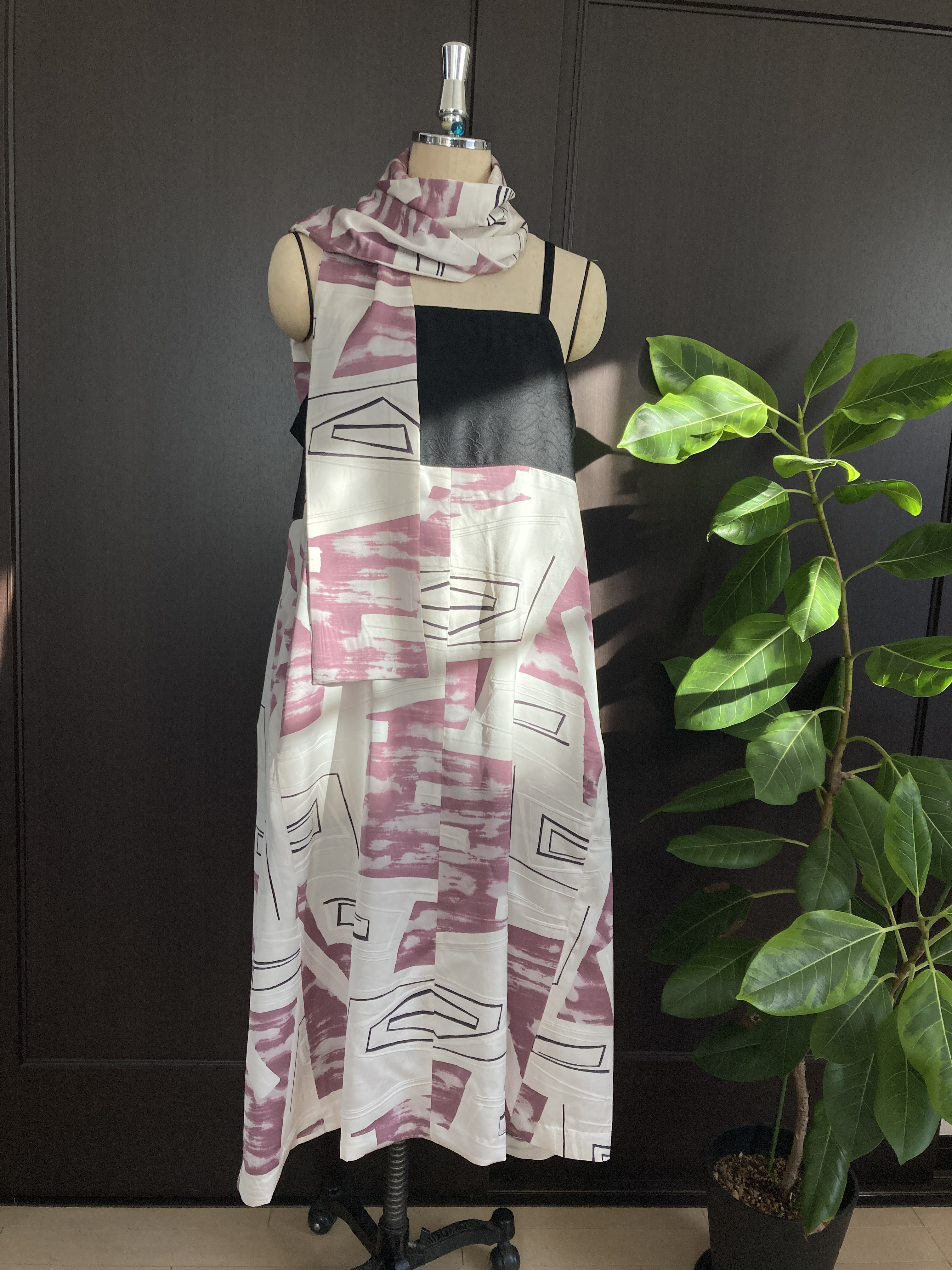 絹のお着物リメイクキャミソールワンピース+ストール