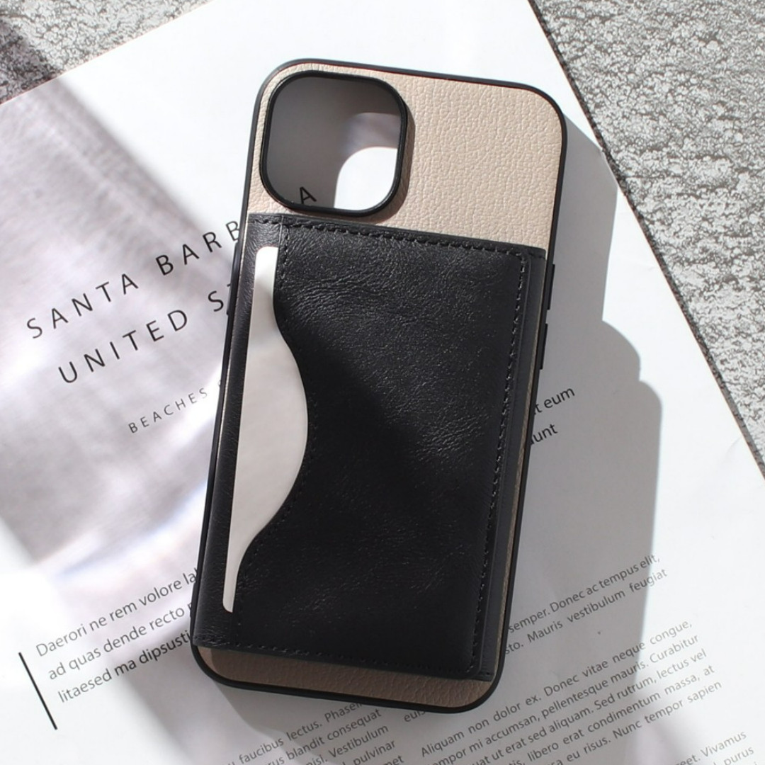 iphone ケース 本革 16 15 14 13 mini カード収納付き シンプル マグセーフ対応 レザー ベージュ