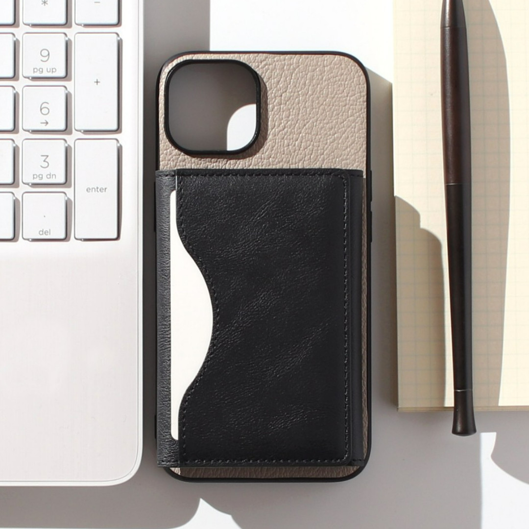 iphone ケース 本革 16 15 14 13 mini カード収納付き シンプル マグセーフ対応 レザー ベージュ