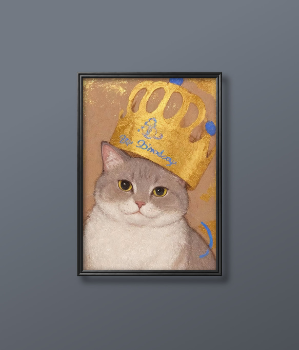 絵画 | イラストポスター 589☆ 【猫は王冠をかぶっている】 絵画