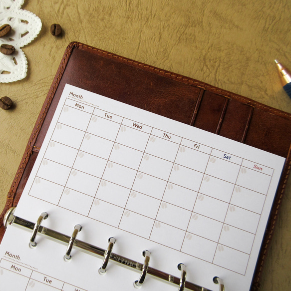 【品番：M6-04】ミニ6サイズ / マンスリー横型 [ 片面５週分 ] 4枚目の画像