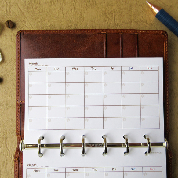 【品番：M6-04】ミニ6サイズ / マンスリー横型 [ 片面５週分 ] 3枚目の画像