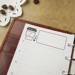 【品番：M6-15】ミニ6サイズ / 見開きデイリー[MONO:COFFEE]：システム手帳リフィル 3枚目の画像