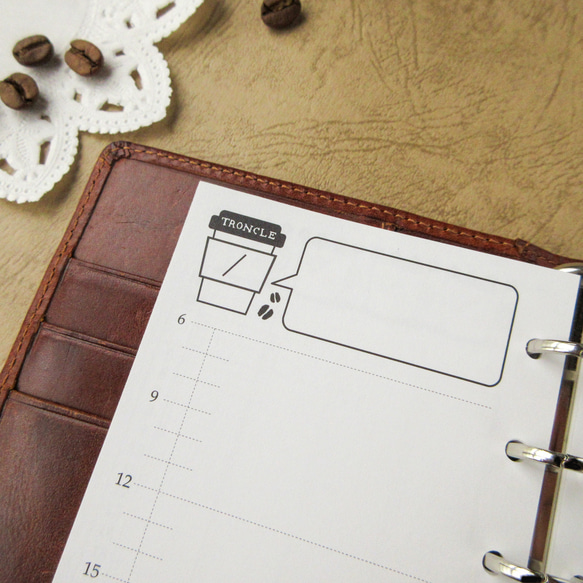 【品番：M6-15】ミニ6サイズ / 見開きデイリー[MONO:COFFEE]：システム手帳リフィル 3枚目の画像