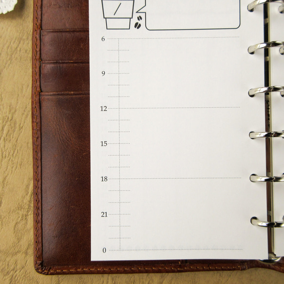 【品番：M6-15】ミニ6サイズ / 見開きデイリー[MONO:COFFEE]：システム手帳リフィル 4枚目の画像