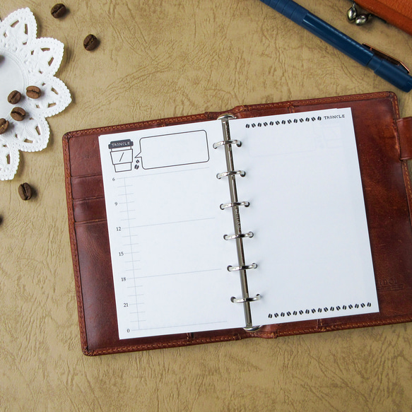 【品番：M6-15】ミニ6サイズ / 見開きデイリー[MONO:COFFEE]：システム手帳リフィル 2枚目の画像