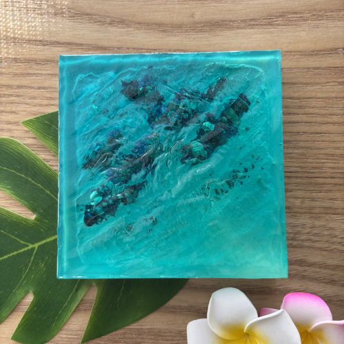 レジン 海アート さざなみ 波紋 砂紋 10×10cm ライト付 レジン 海アート さざなみ 波紋 砂紋 10×10cm ライト付