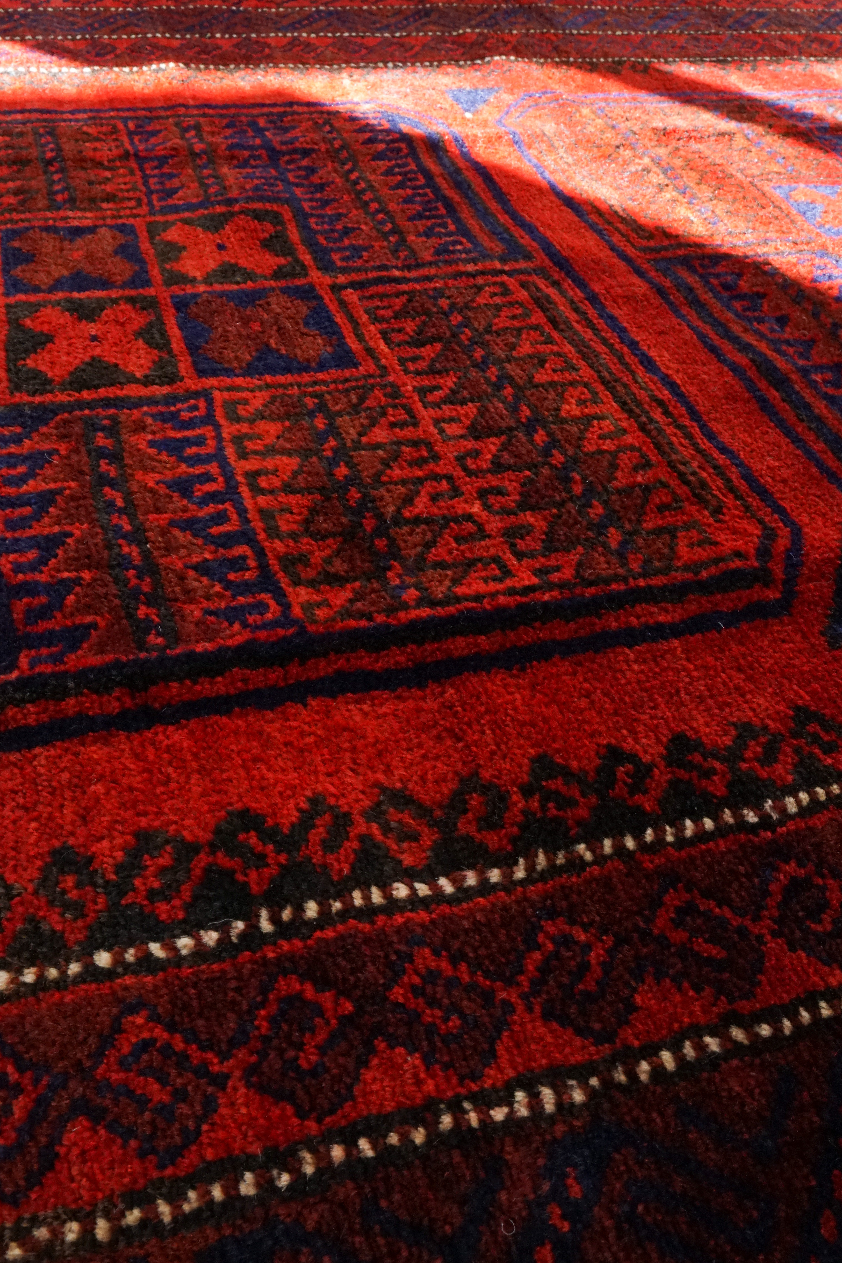 235x124cm トライバルラグ ヴィンテージラグ 手織り絨毯 バルーチ