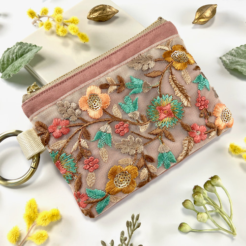 ポーチ 薔薇 手描き トールペイント ポーチ ローズ 通販