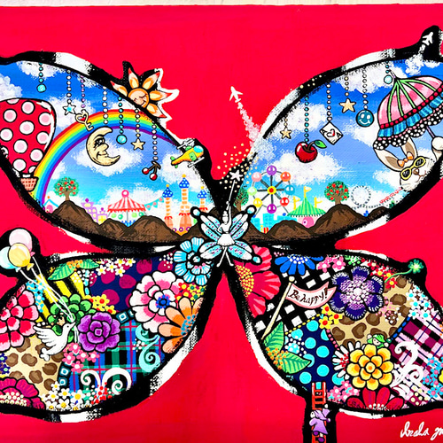 手描き絵画 butterfly 蝶々 アクリル画 絵画 inabayuka 通販 18828862