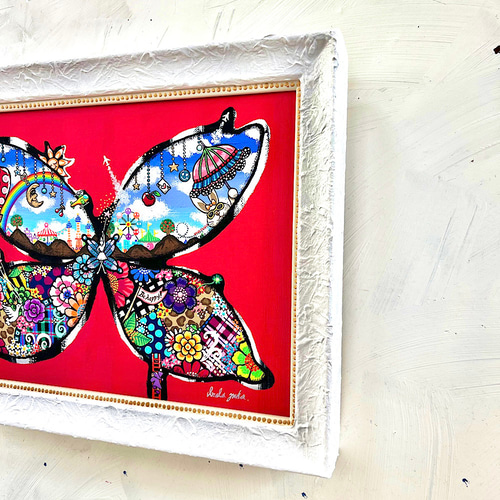 手描き絵画 butterfly 蝶々 アクリル画 絵画 inabayuka 通販 18828862