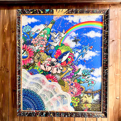 手描き絵画 「とび出す幸せ」 アクリル画 絵画 inabayuka 通販