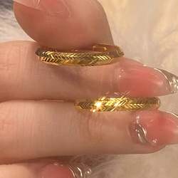 ★★24K★★（両耳）K24純金彫刻フープピアス直径2.4cm24金ピアス24K純金ピアス24金つけっぱなしOK 5枚目の画像