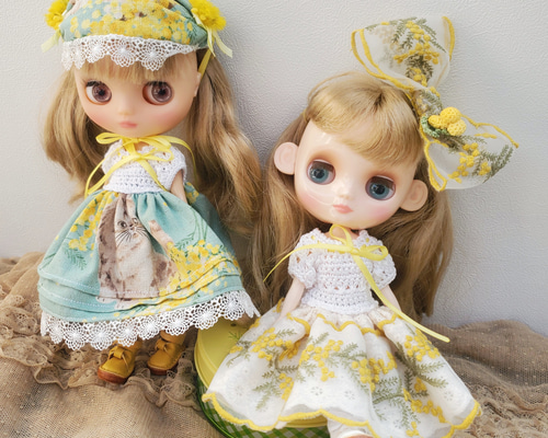 ミディブライス モンストドールサイズ 受注生産 猫とミモザ柄 その他