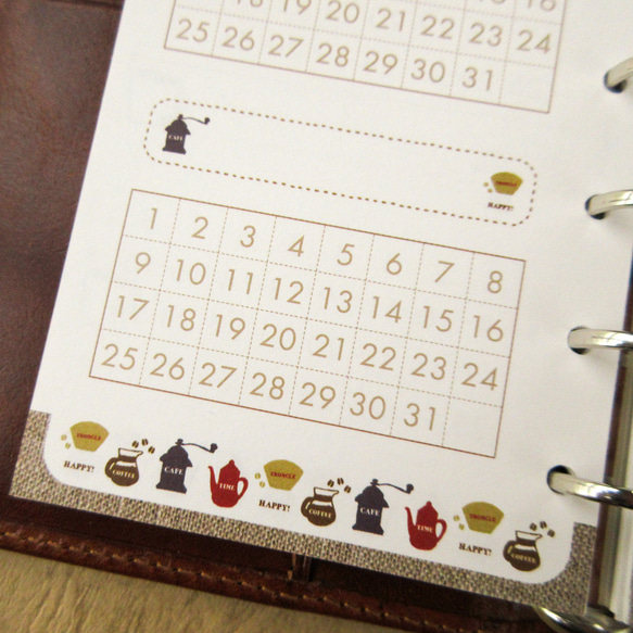 【品番：M6-20】ミニ6サイズ / ハビットトラッカー[珈琲グッズ] ：システム手帳リフィル 4枚目の画像