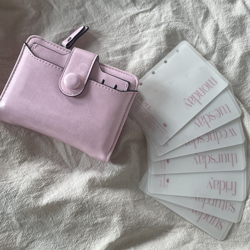 pink 二つ折りm5バインダー財布 曜日リフィルセット 二つ折り