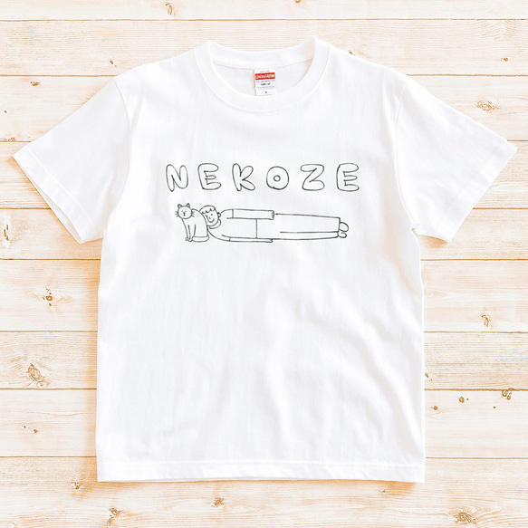 半袖Tシャツ 猫選べます『ねこのねこぜ・タイプＡ』メンズ レディース 猫背 ホワイト 3枚目の画像