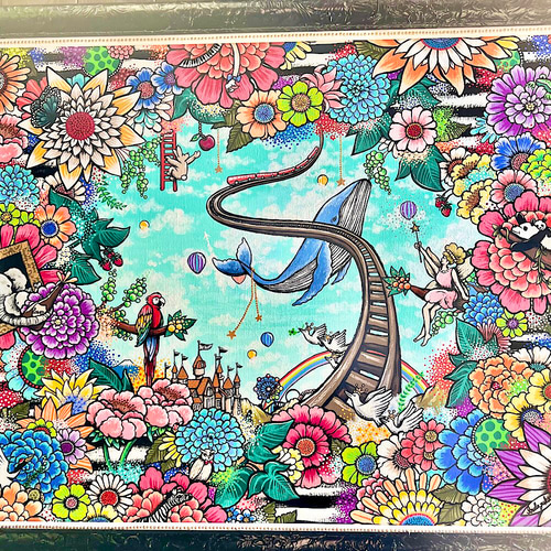龍神の絵「吉祥昇龍」アクリル画の昇龍と赤富士ヒーリングアート