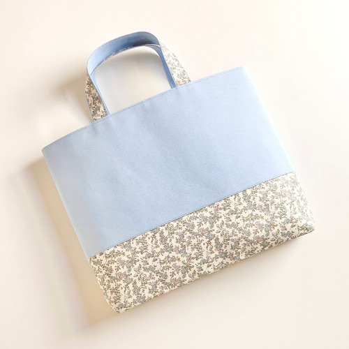 Libertyリバティ＊レッスンバッグ＊絵本袋＊ブルー＊水色＊クラシカル