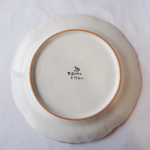 絵皿 26cm マヨリカ焼き イタリア陶器 レモン柄 ラベンダー GEO057