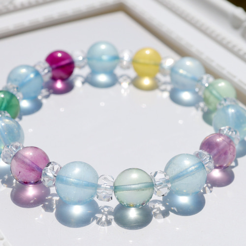 煌く水面のようなアクアマリンとマルチカラー（ミックスカラー）の