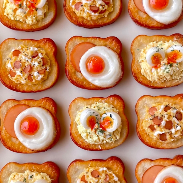 〈3点SET〉ミニチュアフード　アニマルトースト　たまご3兄弟 1枚目の画像