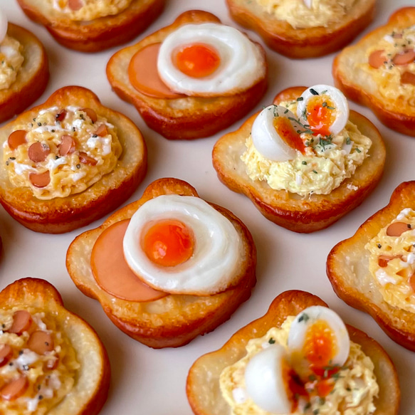 〈3点SET〉ミニチュアフード　アニマルトースト　たまご3兄弟 2枚目の画像