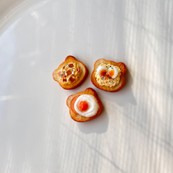 〈3点SET〉ミニチュアフード　アニマルトースト　たまご3兄弟 4枚目の画像