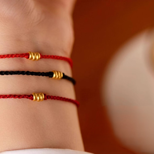 24K招福幸運！K24純金×選べる縁起色ブレスレット（1粒・3粒）24金