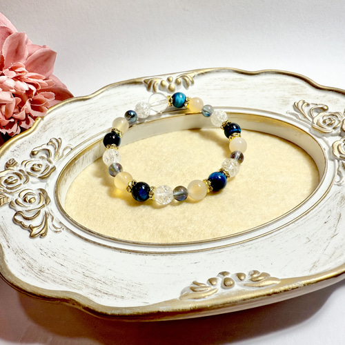 大好評⭐︎手相鑑定+1000円】ブルーグリーンタイガーアイの青い光沢は