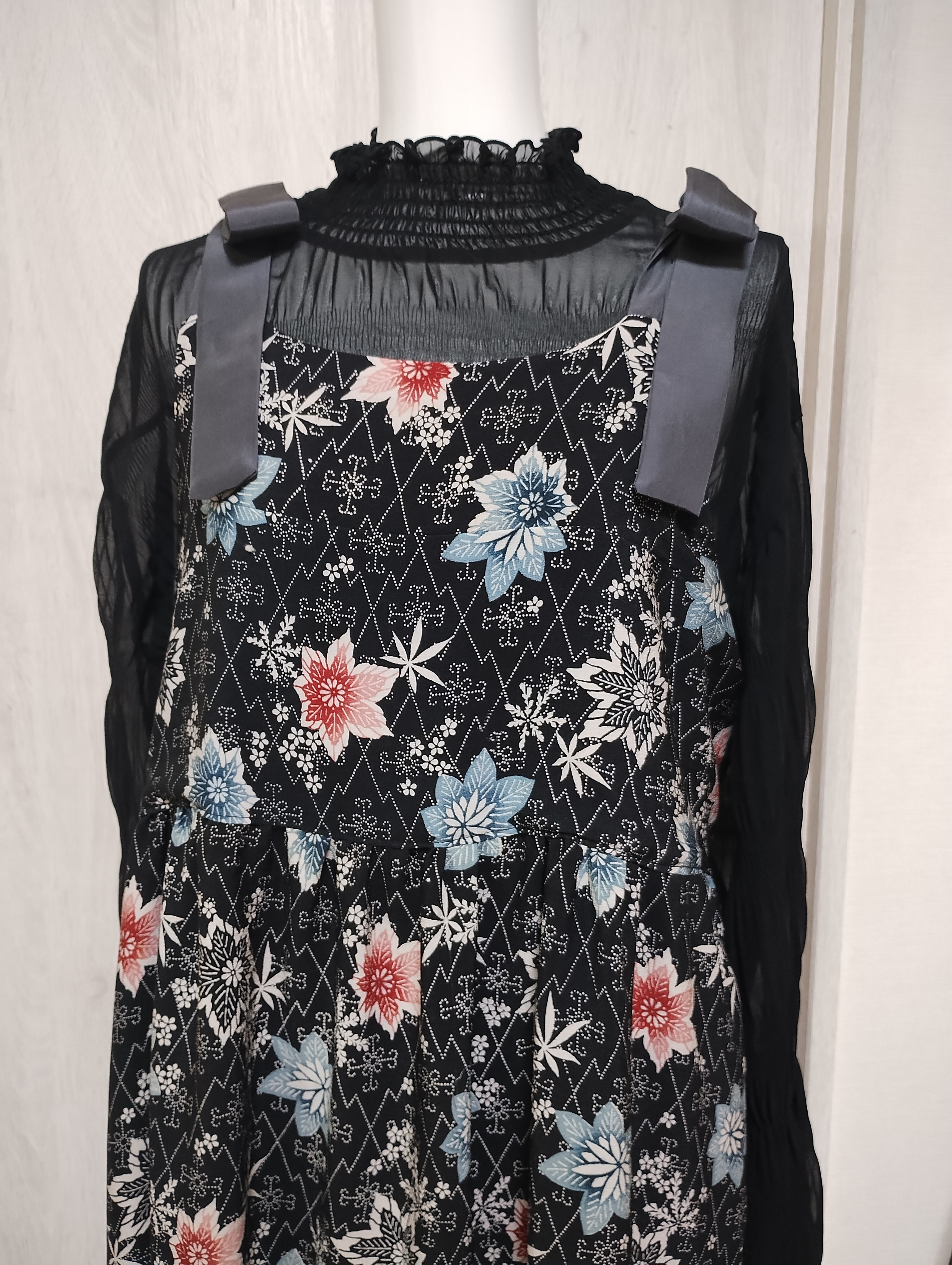 4段ティアード サロペット ジャンパースカート 着物リメイク