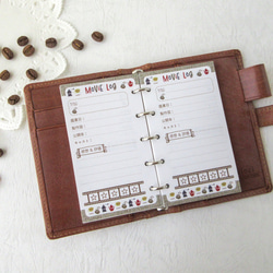 1セット限り 韓国 バインダー 貯金 M5 ブラウン リフィル 手帳 1セット