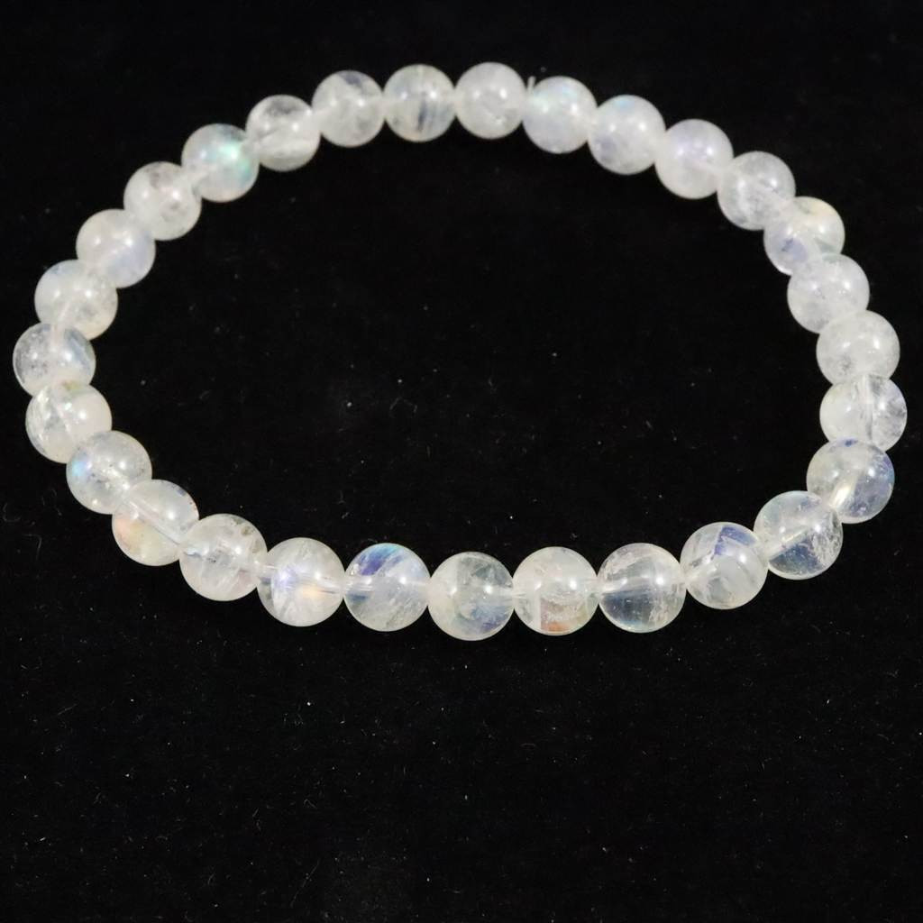 レインボー ムーンストーン AAAA ホワイトラブラドライト 6mmブレスレット 10.2g #60757