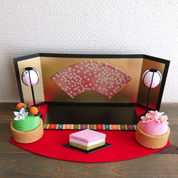 ミニ座布団 置物用 金彩菱形 7cm角 4枚セット ハンドメイド ミニチュア