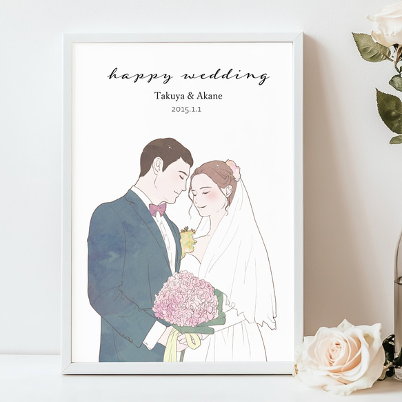 似顔絵 イラスト ウエディング 結婚式 ウエルカムボード 感動のウェルカムボード！結婚式にぴったりの似顔絵でゲストをお