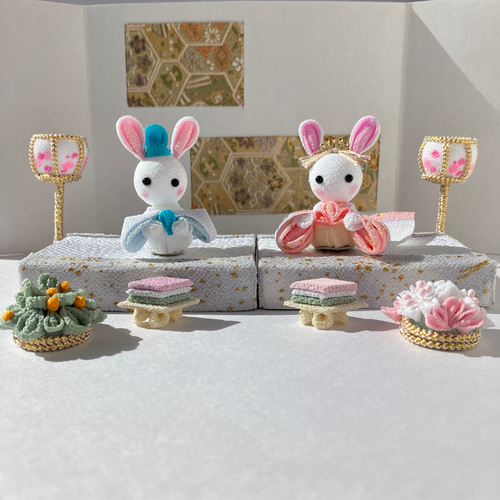 うさぎのお雛様飾り／木工インテリア うさぎのお雛様飾り／木工インテリア うさぎのお雛様飾り／木工インテリア