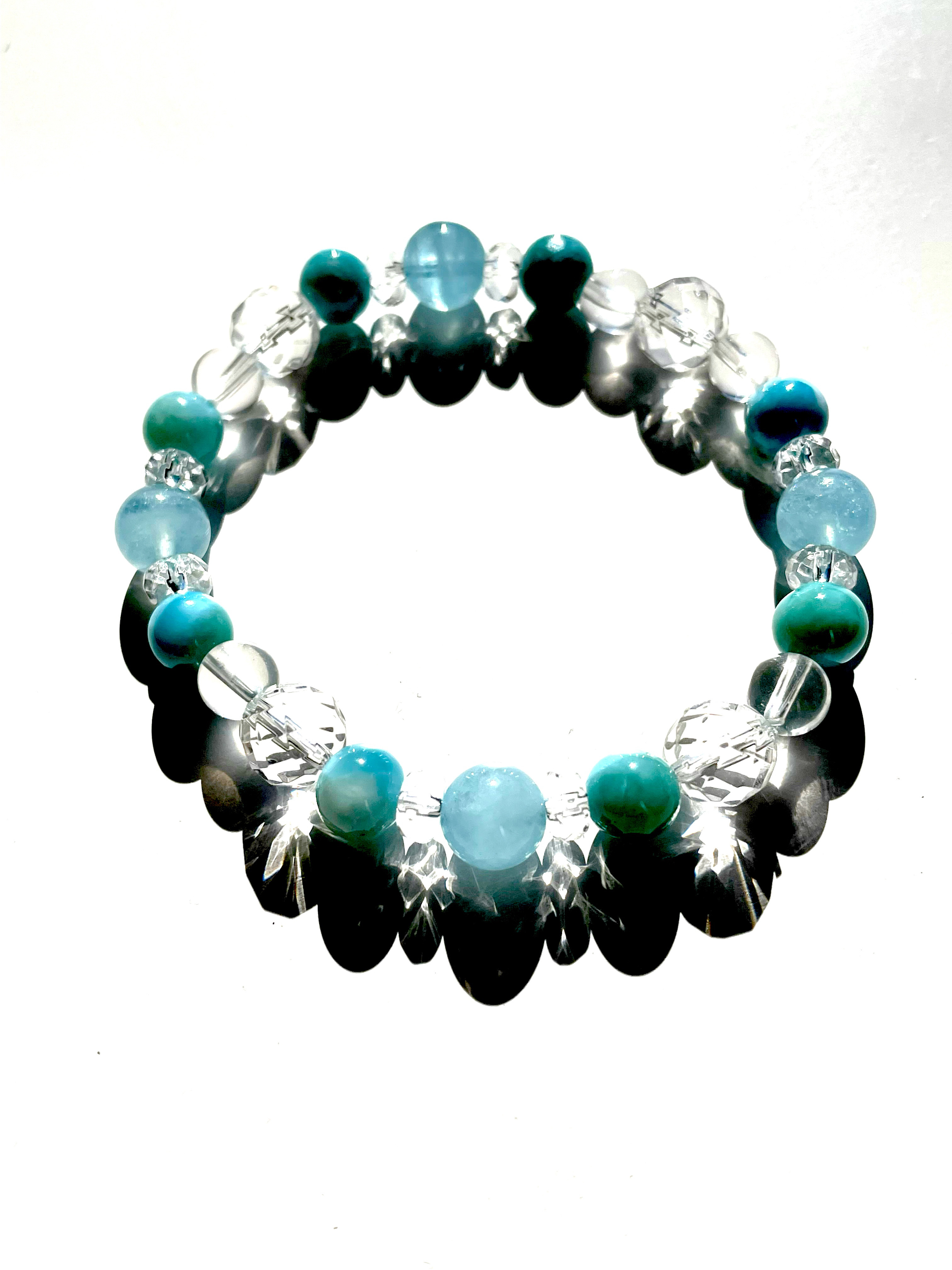 安らぎと調和に満ちた波動 アクアマリン・ラリマー・ヒマラヤ水晶ブレスレット