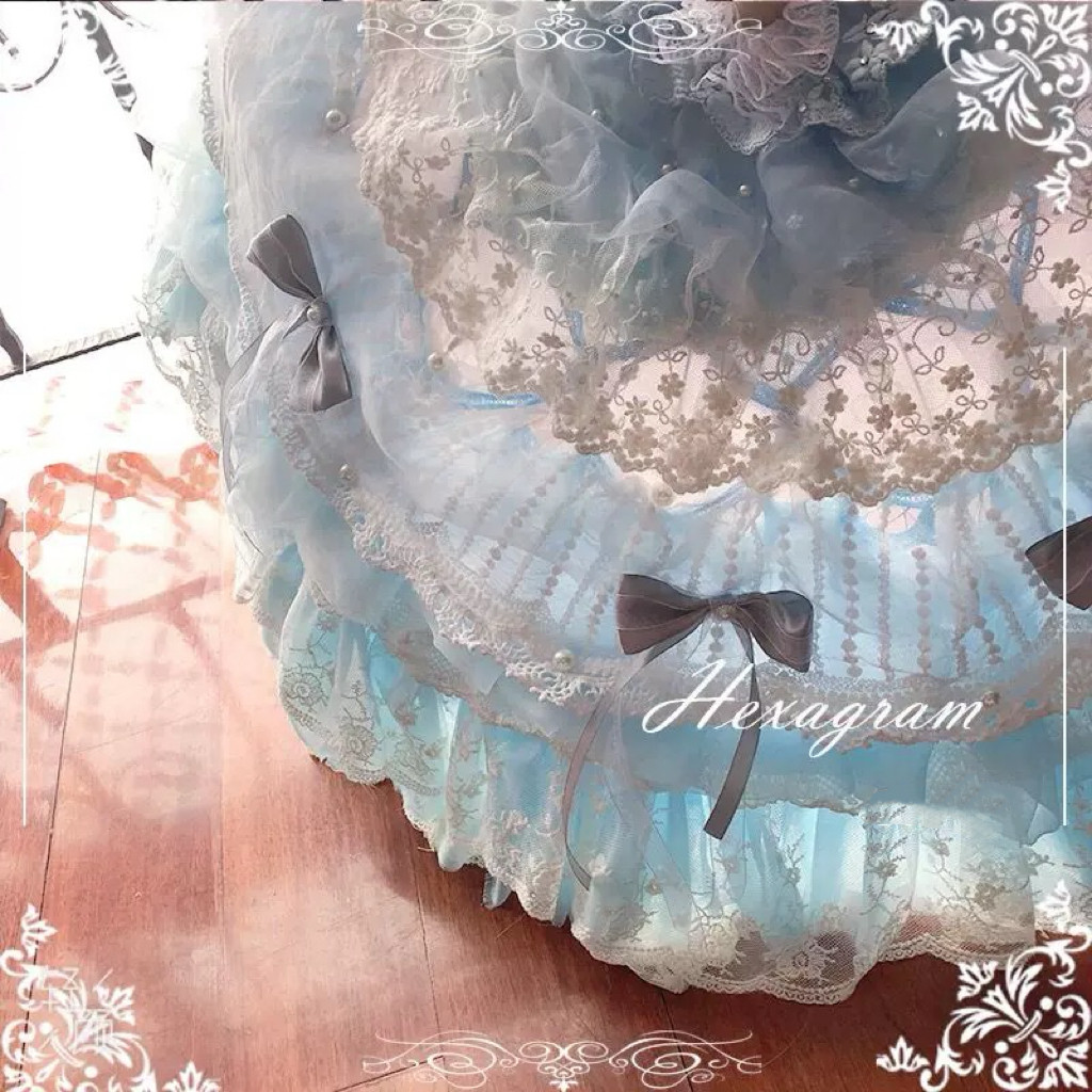 ロリータ/レース傘/甘ロリ/フリル/イベント/ブルー